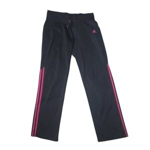 ADIDAS Womens Black & Pink Track Lounge Stripe Pants Size Medium  32" Inseam